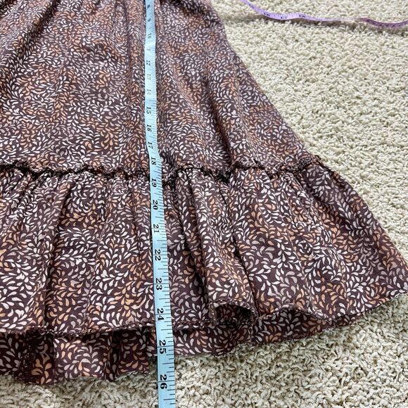 AERIE All Day Smocked Mini Dress Tie Strap Ruffle Lined Brown Orange size XSmall - Picture 6 of 11